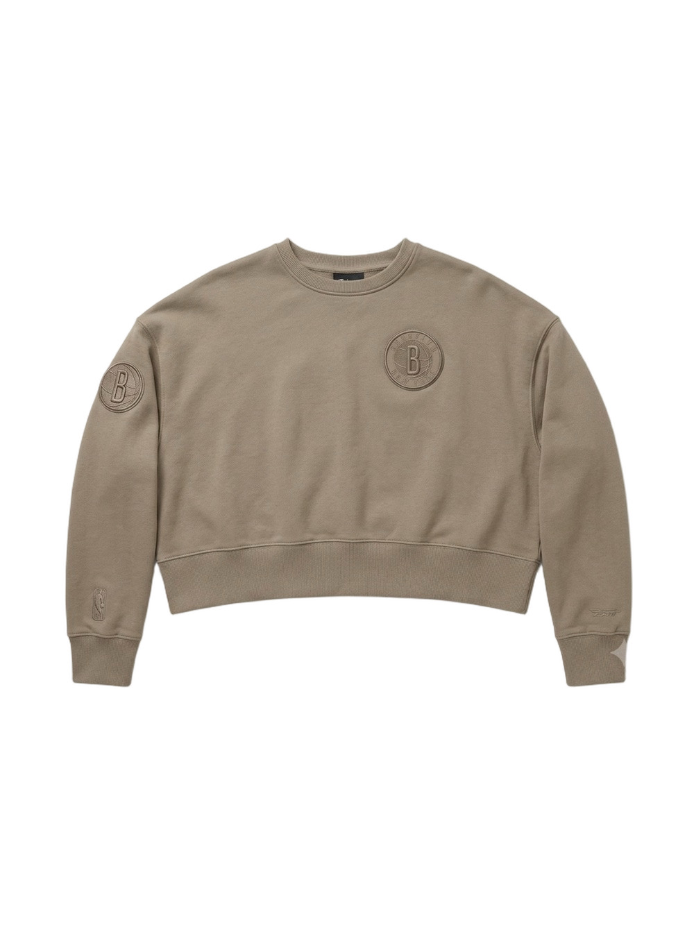 Pro Standard Women Brooklyn Nets Cropped Fleece Sweatshirt Taupe Medium
